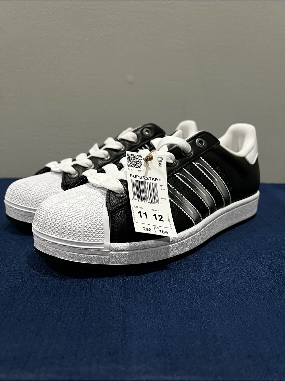 adidas Superstar II Matte Black/White JQ3209 Size 11 Men’s